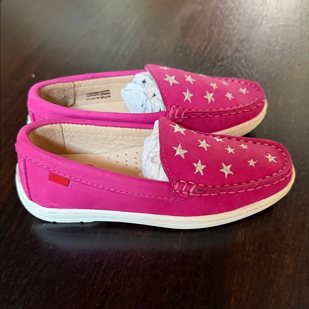 Marc Joseph Magenta Loafers with Silver Stars